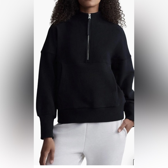 VARLEY Acadia Half Zip Ottoman Black Size L Funnel Neck Ribbed Material Pullover - Picture 1 of 6
